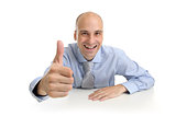 young business man showing thumb up gesture