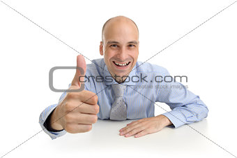 young business man showing thumb up gesture