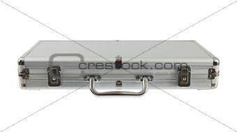 Silver metal briefcase isolated