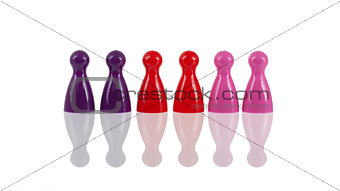 Different colored pawns isolated