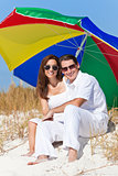 Man Woman Couple Sunglasses Multi Colored Beach Umbrella