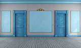 Empty  blue vintage interior