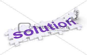 Person is finishing "solution" puzzle