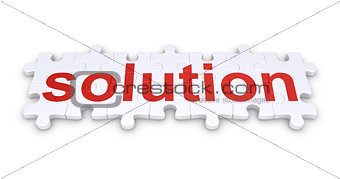 Solution word made of puzzle pieces