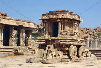 Stone Chariot in in Vittala Temple, Hampi, India