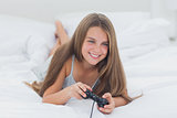 Cute girl playing video games