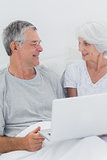 Cheerful mature couple using a laptop