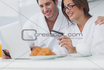 Couple purchasing online