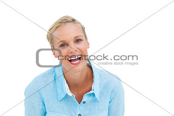 Pretty woman laughing at camera
