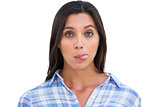Silly woman with tongue out looking at camera