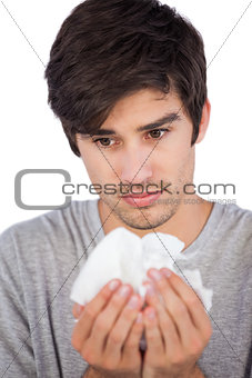 Man holding handkerchief