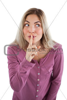 Woman saying to be quiet