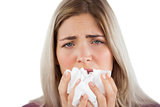 Tired woman having a flu