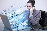 Laptop of a businesswoman exploding