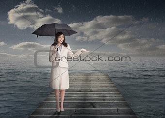 Elegant businesswoman holding an umbrella