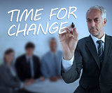 Stylish businessman writing time for change