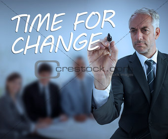 Stylish businessman writing time for change
