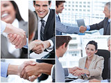 Collage of various pictures showing business people