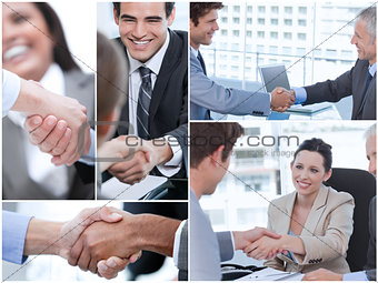 Collage of various pictures showing business people