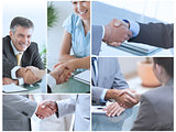Collage of pictures showing business people