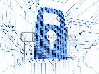 Blue padlock on white background