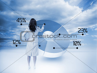 Businesswoman drawing a pie chart