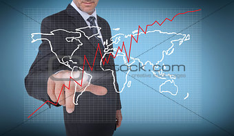 Businessman selecting a world map