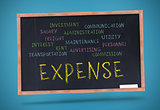 Expense written in yellow with a chalk