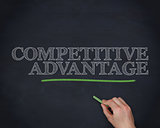 Hand underlining the word competitive advantage in green