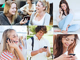 Collage of people using their mobile phone