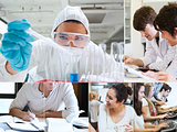 Montage with students doing chemistry