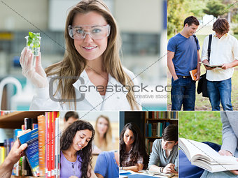 Collage of pictures with various students