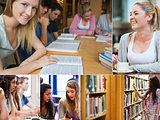 Collage of students in the library