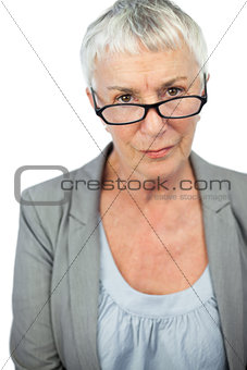 Mature woman wearing glasses
