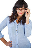 Cute woman wearing glasses with her hand on hip