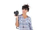 Beautiful woman with her camera