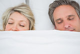 Couple sleeping under the covers