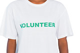 Woman wearing volunteer tshirt