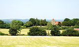 Rural landscape with historic church in Kent, England
