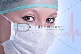 Female Surgeon with face mask
