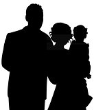 happy family portrait silhouette vector