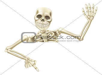 Halloween skeleton pointing