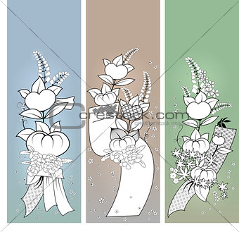 Set  of Japanese vector verticl banners.