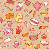 Kitchen And Cooking Seamless Pattern Vector