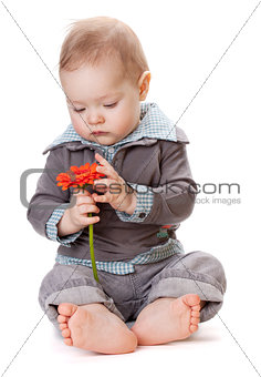Small baby with orange flower