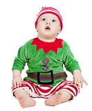 Small baby in santa suit