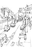 sketch of municipal street kind from a window