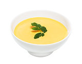 Cream of pumpkin soup, isolated