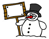 snowman and blank sign