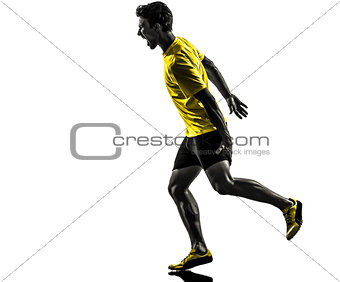 young man sprinter runner running muscle strain cramp silhouette